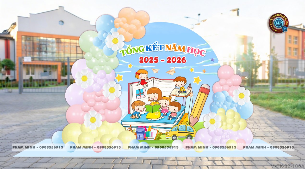 File thiết kế background trang trí lễ tổng kết năm học decor bong bóng quốc tế thiếu nhi trường mầm non, tiểu học, thcs dễ thương đáng yêu sang trọng