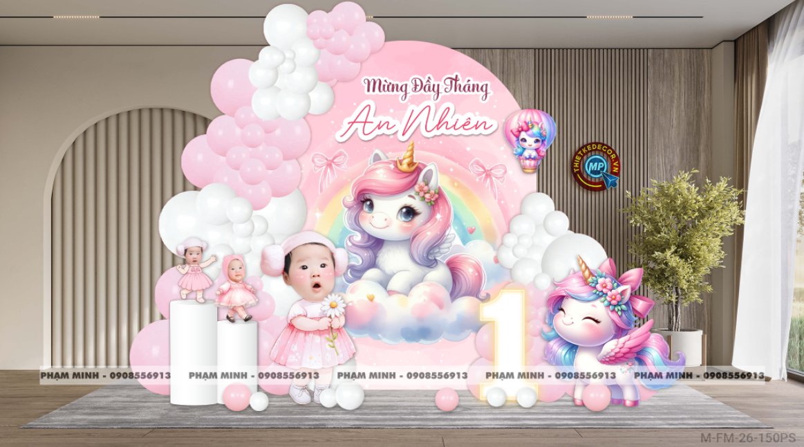 File thiết kế đầy tháng bé gái tuổi ngựa tone hồng; full month bé gái tone hồng tuổi ngọ tone hồng dễ thương đáng yêu.