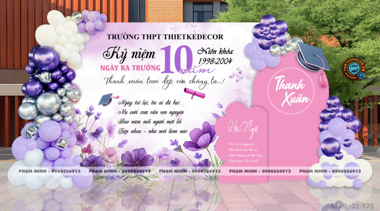 File thiết kế họp lớp họp khóa trang trí bong bóng decor họp lớp decor họp khóa ngày về trường tone tím