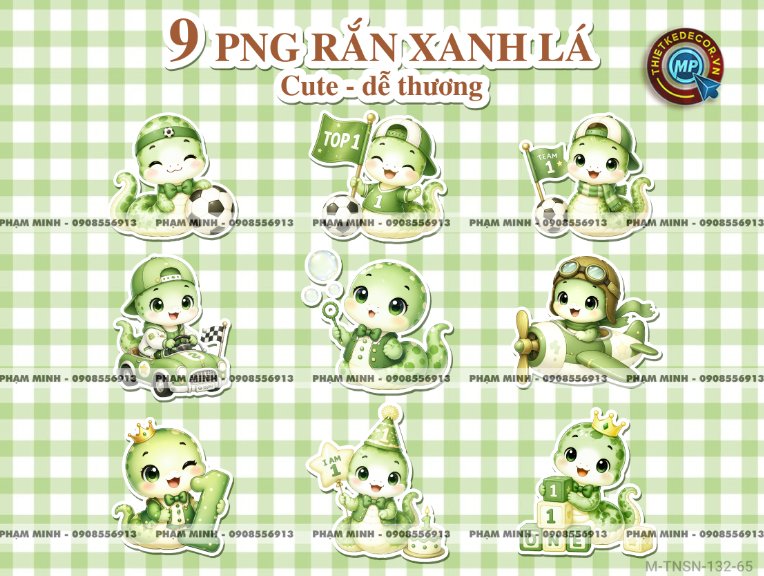 9 PNG Rắn cute dễ thương png water color màu nước đáng yêu dùng thiết kế file sinh nhật thôi nôi 1 tuổi rắn tỵ tone xanh lá