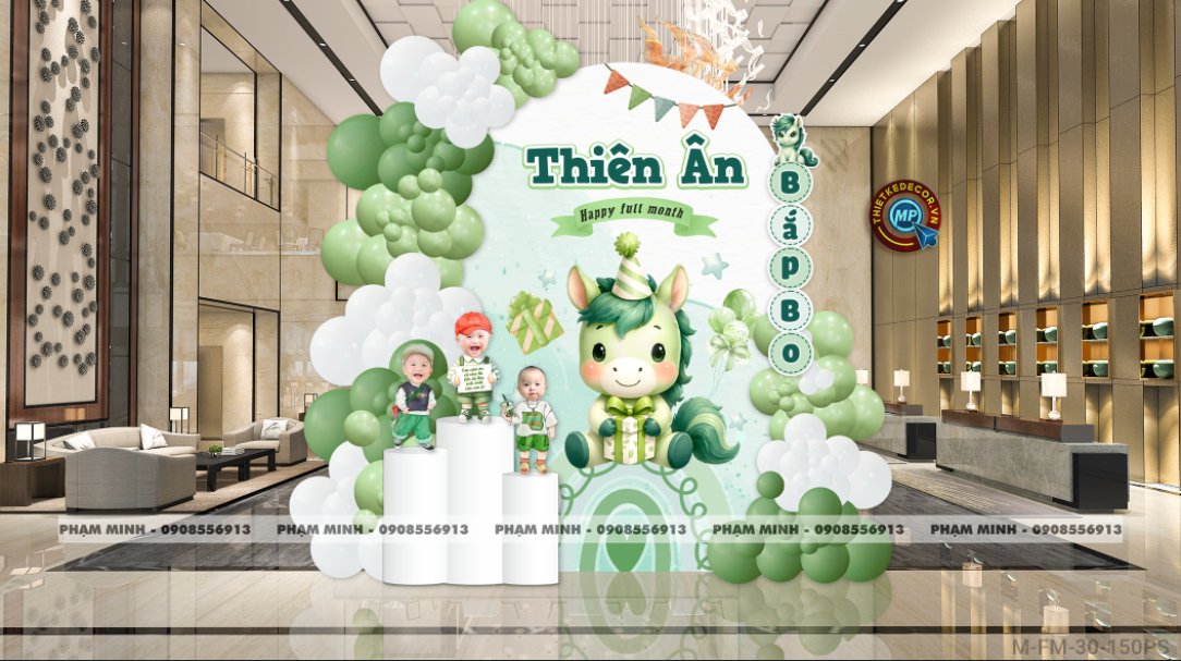 File thiết kế đầy tháng bé trai tone xanh lá cây; Full month bé trai tuổi ngựa tone xanh lá cây; đầy tháng tone xanh lá cây; full month tone xanh lá cây cute dễ thương đáng yêu