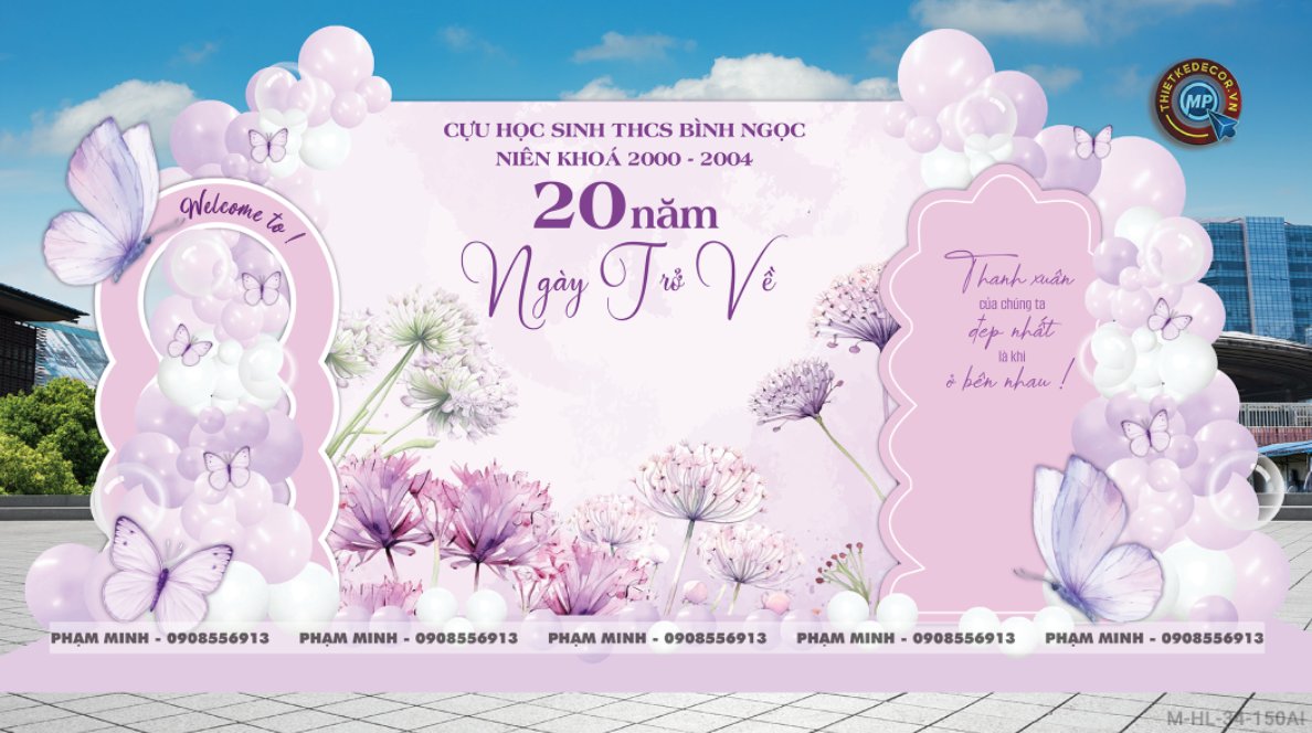 File thiết kế trang trí background họp lớp họp khóa kỷ niệm ngày về trường tone tím sang trọng