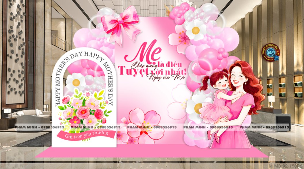 File thiết kế decor trang trí ngày của mẹ mother's day tone hồng; Decor Ngày của mẹ; Trang trí mother's day; decor mother's day.