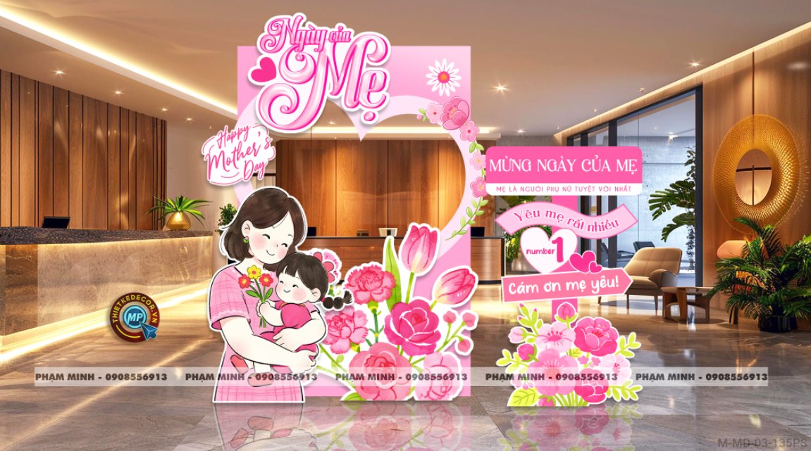 File thiết kế decor trang trí ngày của mẹ mother's day tone hồng; Decor Ngày của mẹ; Trang trí mother's day; decor mother's day.