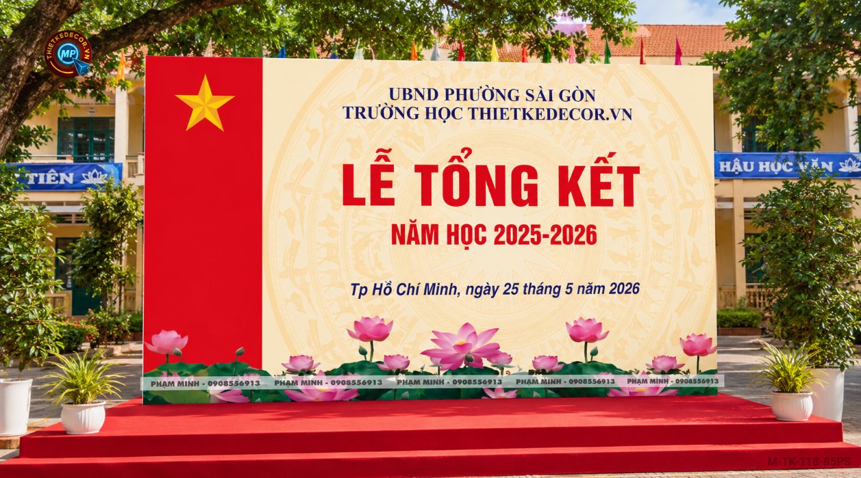 File thiết kế tổng kết năm học trường học, background lễ tổng kết bục giảng, căng bạt lễ tổng kết sân khấu chính chuyên