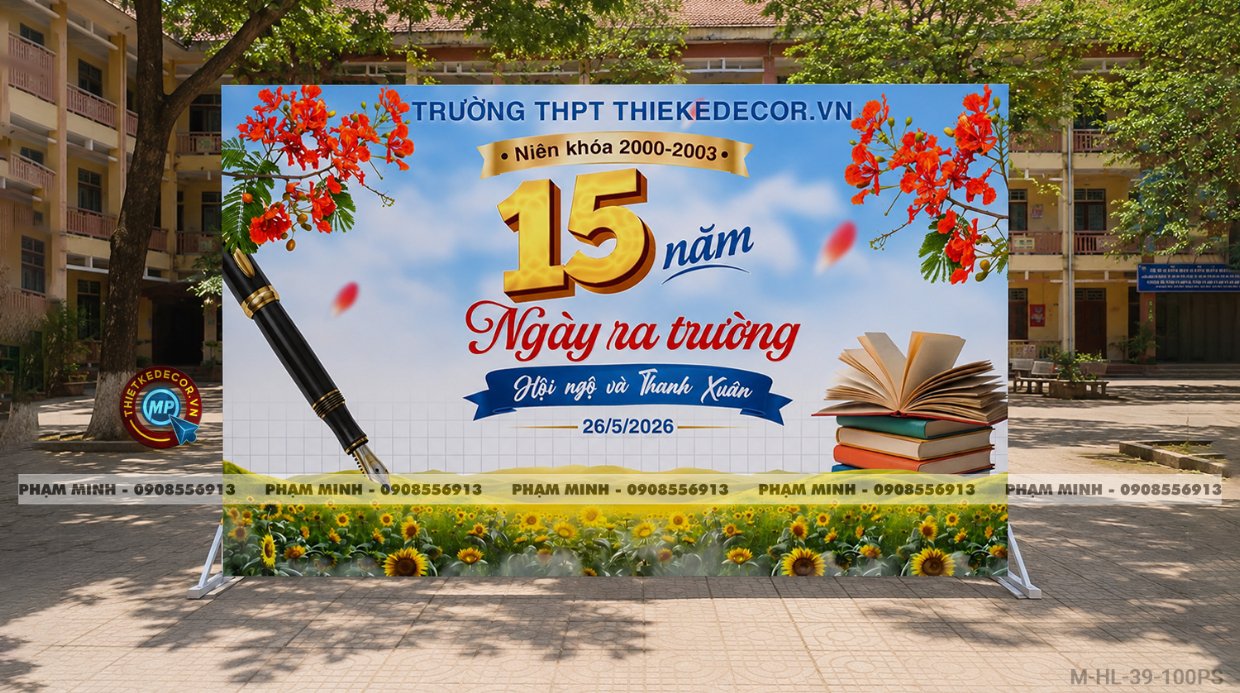 File thiết kế trang trí background họp lớp họp khóa kỷ niệm ngày về trường sang trọng