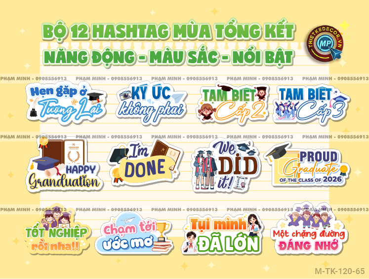 Mẫu 12 File Hashtag Tổng kết năm học học sinh cấp 2 cấp 3, Hashtag Lễ Trưởng Thành, Hashtag lễ tổng kết