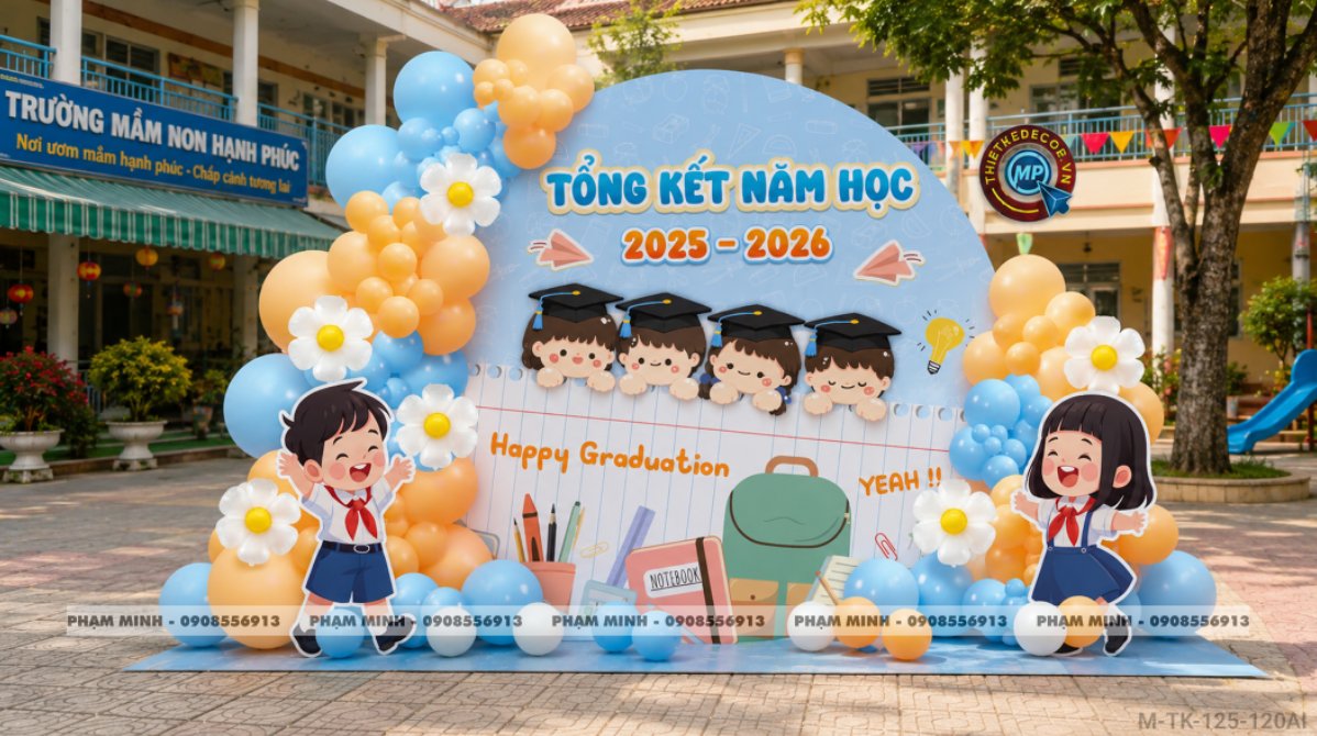 File thiết kế background trang trí lễ tổng kết năm học decor bong bóng quốc tế thiếu nhi trường mầm non, tiểu học, thcs dễ thương đáng yêu sang trọng