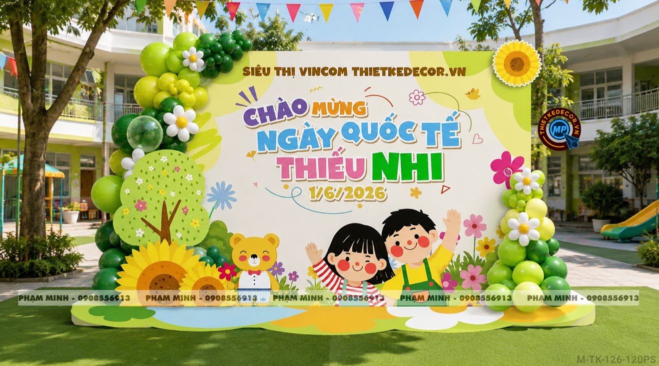 File thiết kế background trang trí quốc tế thiếu nhi decor bong bóng quốc tế thiếu nhi trường mầm non, siêu thị, chụp ảnh checkin dễ thương đáng yêu sang trọng