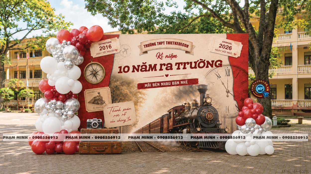 File thiết kế trang trí background họp lớp họp khóa kỷ niệm ngày về trường tone đỏ sang trọng