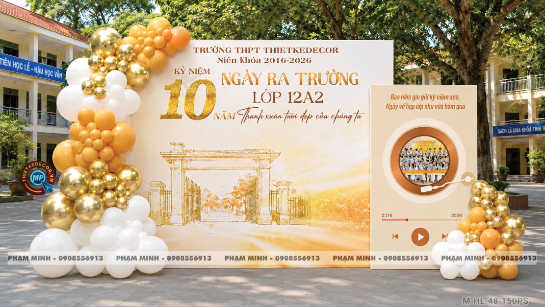 File thiết kế trang trí background họp lớp họp khóa kỷ niệm ngày về trường tone vàng sang trọng