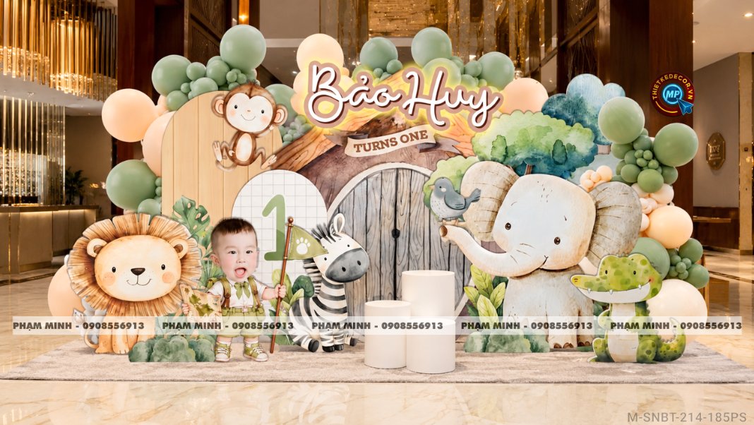 File thiết kế sinh nhật bé trai tuổi rắn chủ đề gấu Pooh; chủ đề safari, đáng yêu dễ thương cute