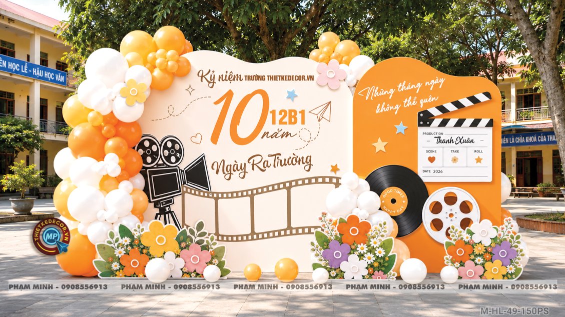 File thiết kế trang trí background họp lớp họp khóa kỷ niệm ngày về trường tone cam sang trọng