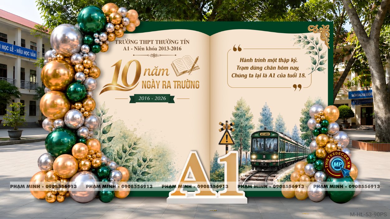 File thiết kế trang trí background họp lớp họp khóa kỷ niệm ngày về trường tone xanh lá sang trọng