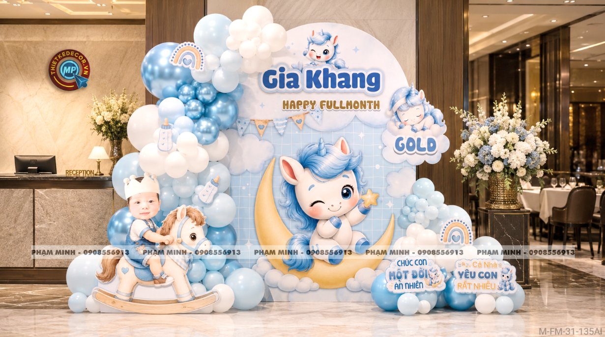 File thiết kế đầy tháng bé trai tone xanh lá cây; Full month bé trai tuổi ngựa tone xanh da trời; đầy tháng tone xanh da trời; full month tone xanh da trời cute dễ thương đáng yêu