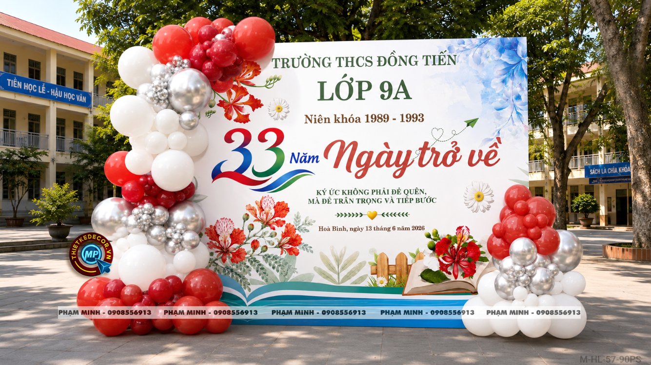 File thiết kế trang trí background họp lớp họp khóa kỷ niệm ngày về trường tone đỏ sang trọng