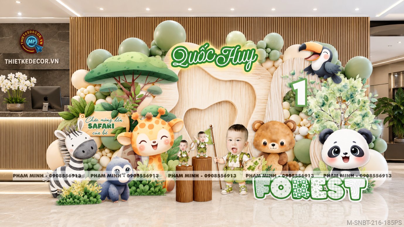 File thiết kế sinh nhật bé trai tuổi rắn chủ đề gấu Pooh; chủ đề safari, đáng yêu dễ thương cute