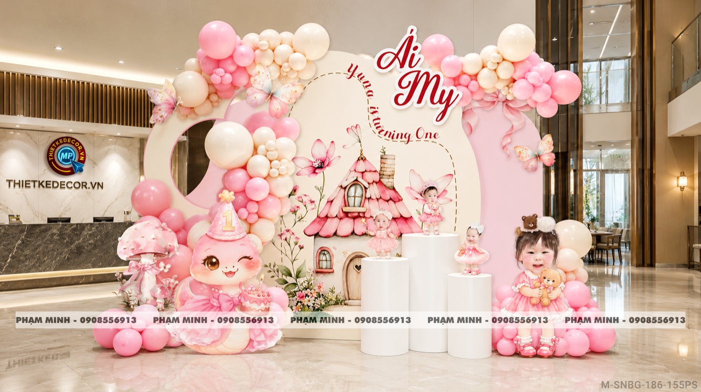File thiết kế sinh nhật bé gái tuổi rắn tone hồng; Sinh nhật bé gái tone hồng mix vàng be; Sinh nhật 1 tuổi tone hồng mix vàng be; Sinh nhật tuổi tỵ tone hồng cute đáng yêu dễ thương