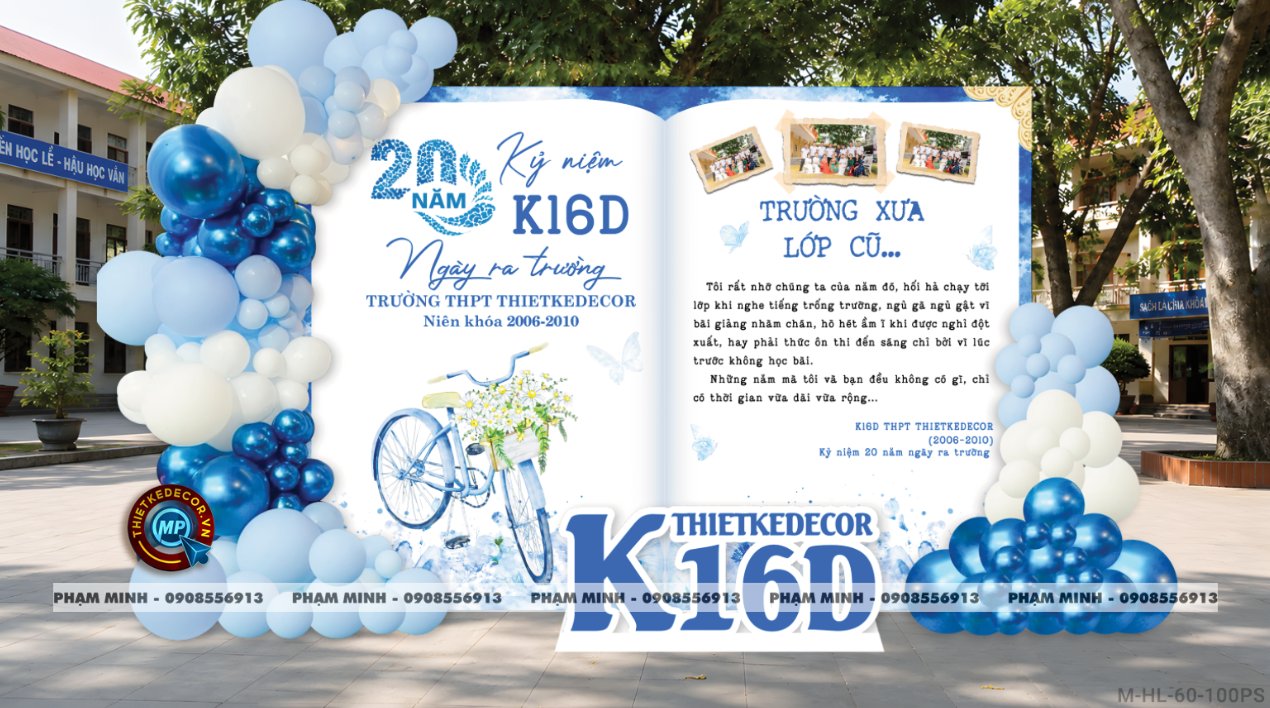 File thiết kế trang trí background họp lớp họp khóa kỷ niệm ngày về trường tone xanh da trời sang trọng
