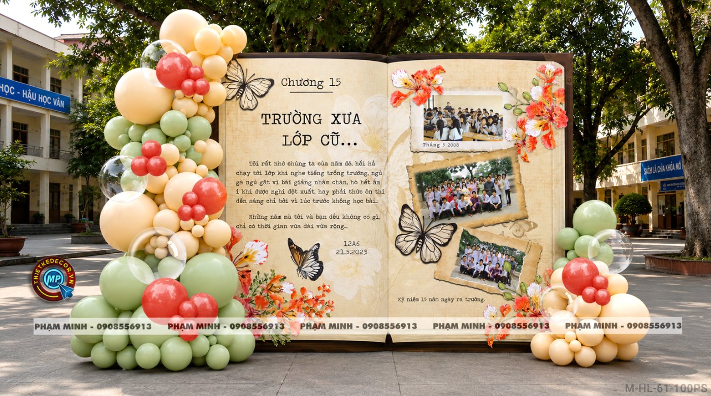 File thiết kế họp lớp họp khóa trang trí bong bóng decor họp lớp decor họp khóa ngày về trường hoài; họp lớp hoài niệm vintage