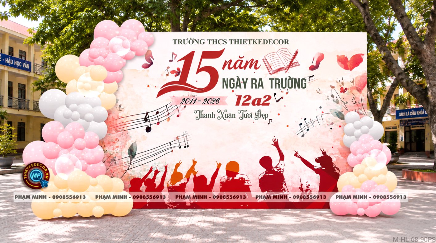 File thiết kế background trang trí họp lớp, hội khóa đẹp, decor họp lớp, hội khóa hoài niệm, vintage, sang trọng.
