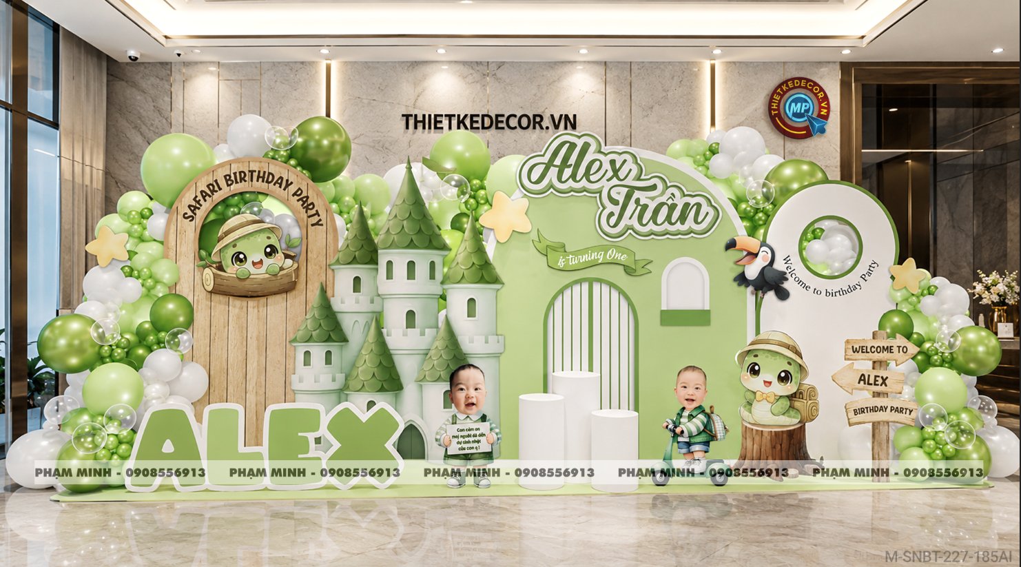 File thiết kế sinh nhật bé trai tuổi rắn tone xanh lá cây ; Sinh nhật bé trai tone xanh lá; Sinh nhật 1 tuổi tone xanh lá cute đáng yêu dễ thương.