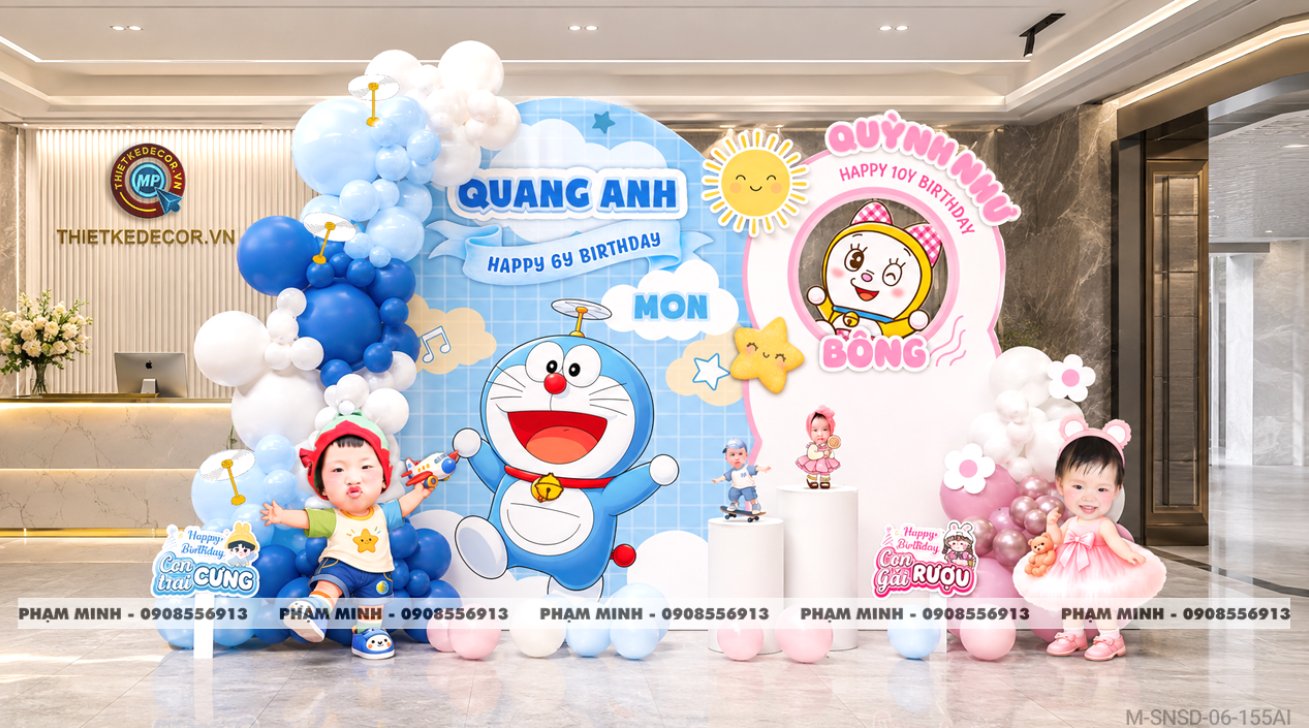 File thiết kế trang trí sinh nhật bé trai và bé gái chủ đề doraemon, trang trí sinh nhật chủ đề doremon, trang trí sinh nhật chủ đề doremon doraemon cute dễ thương đáng yêu.