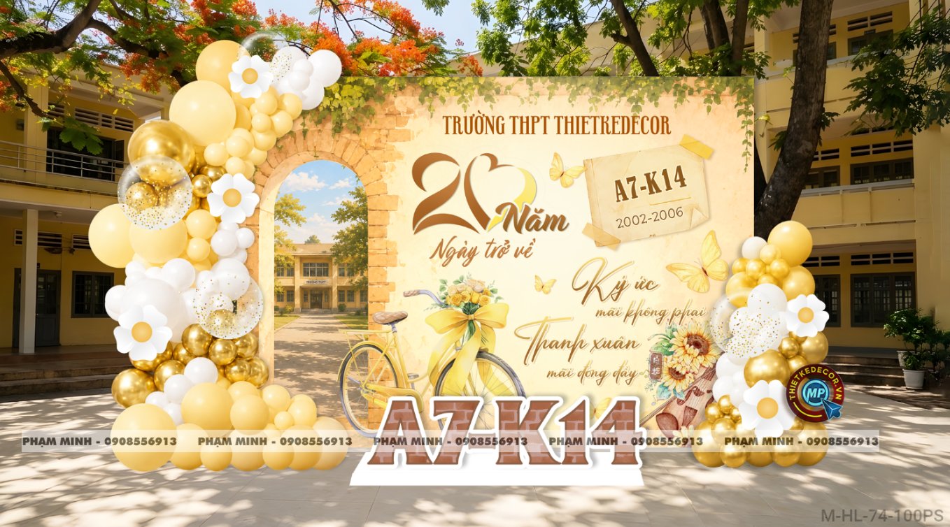 File thiết kế trang trí background họp lớp họp khóa kỷ niệm ngày về trường tone vàng sang trọng vintage hoài niệm
