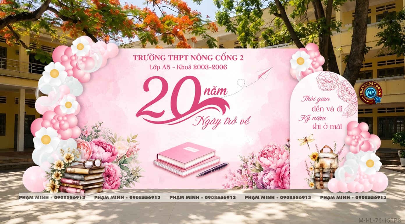 File thiết kế trang trí background họp lớp họp khóa kỷ niệm ngày về trường tone hồng sang trọng