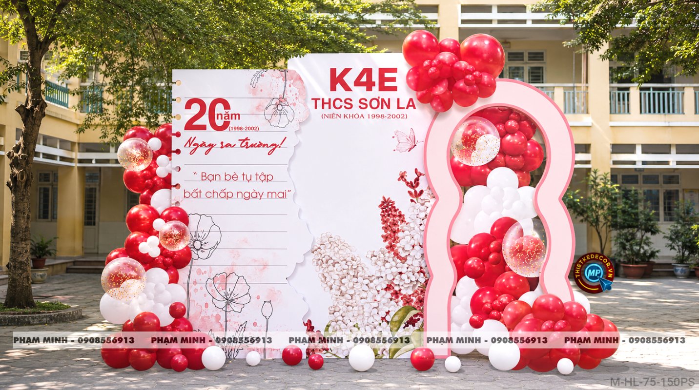 File thiết kế trang trí background họp lớp họp khóa kỷ niệm ngày về trường tone đỏ sang trọng