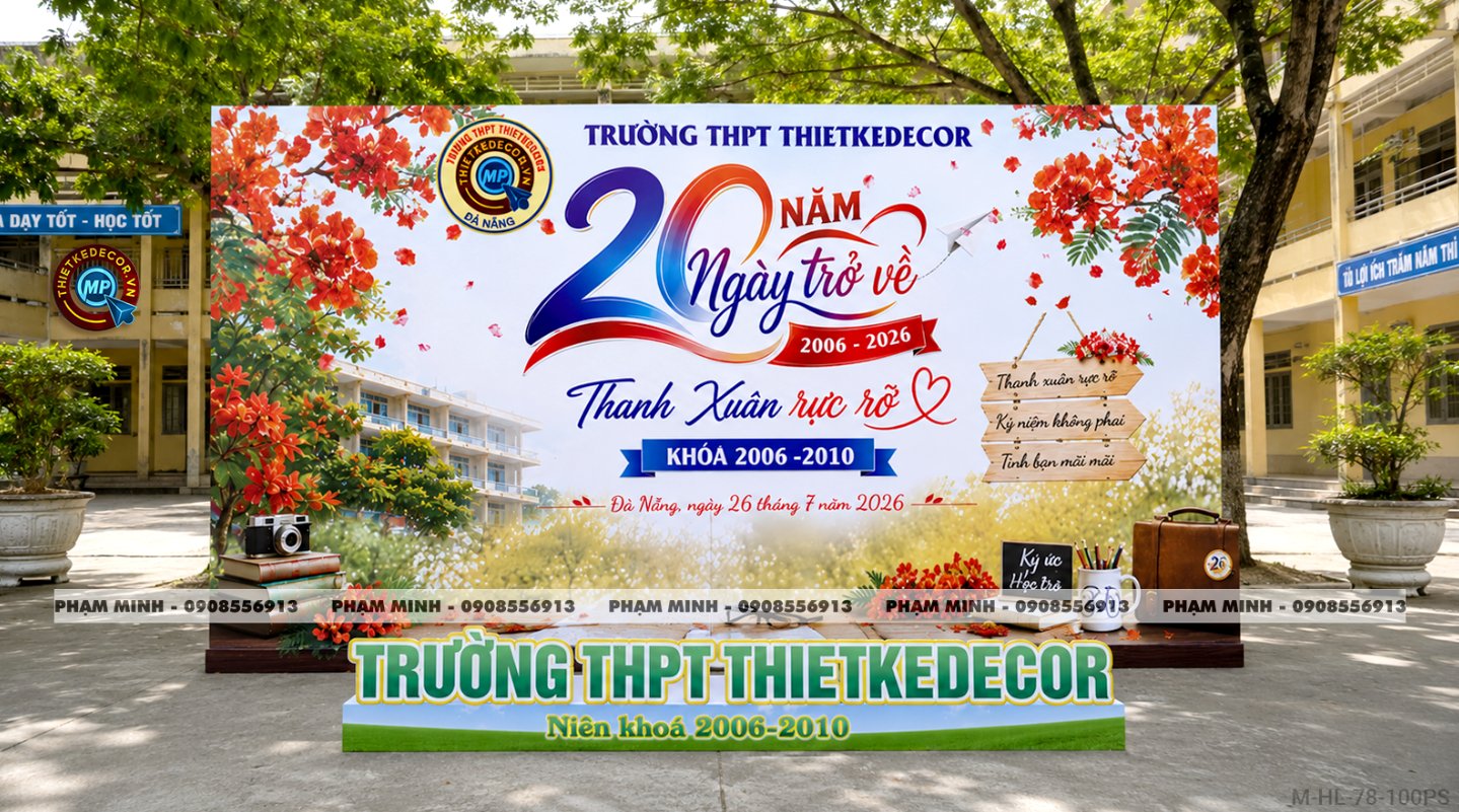 File thiết kế background trang trí decor họp lớp, decor trang trí background hội khóa căng bạt checkin chụp ảnh hoài niệm sân trường