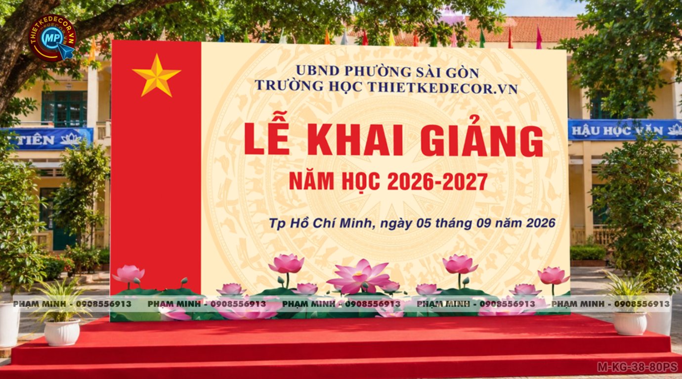 File thiết kế background lễ khai giảng chào mừng năm học mới cho trường mầm non, tiểu học, cấp 1, cấp 2, cấp 3 trường quốc tế.