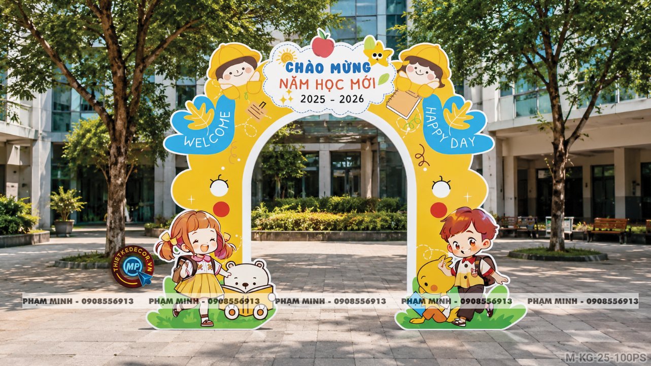 File thiết kế trang trí decor khung chụp ảnh checkin mừng lễ khai giảng chào mừng năm học mới cho trường cấp 1, cấp 2, khung ảnh lễ khai giảng trường quốc tế.
